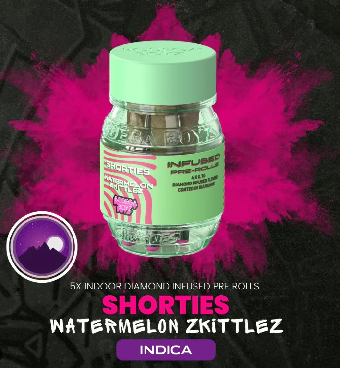 Bodega Boyz - Bodega Boyz Shorties Watermelon Zkittlez Diamond coated / Infused Pre-Rolls 4pk Main Image
