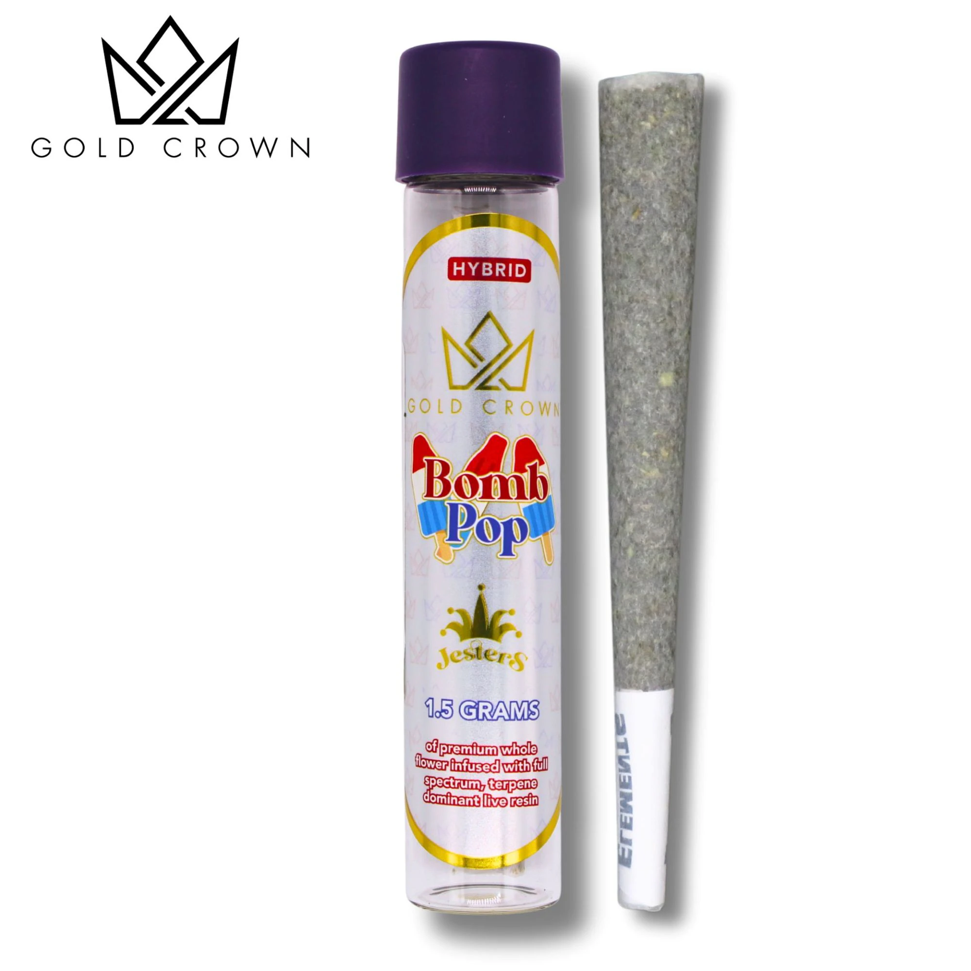 Gold Crown - Jesters - Bomb Pop (1.5g Live Resin Infused Pre Roll) Main Image