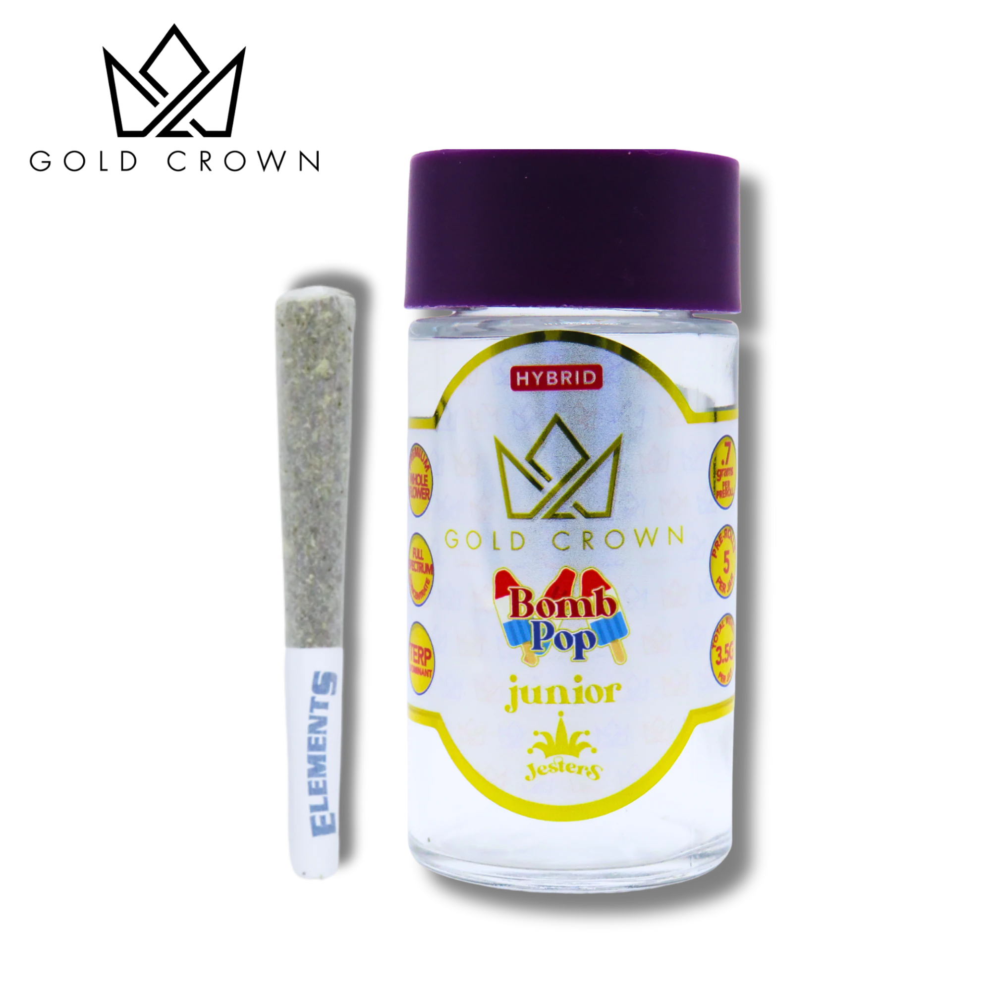Gold Crown - Junior Jesters - Bomb Pop (0.7gX5pk Infused Pre-Rolls) Main Image
