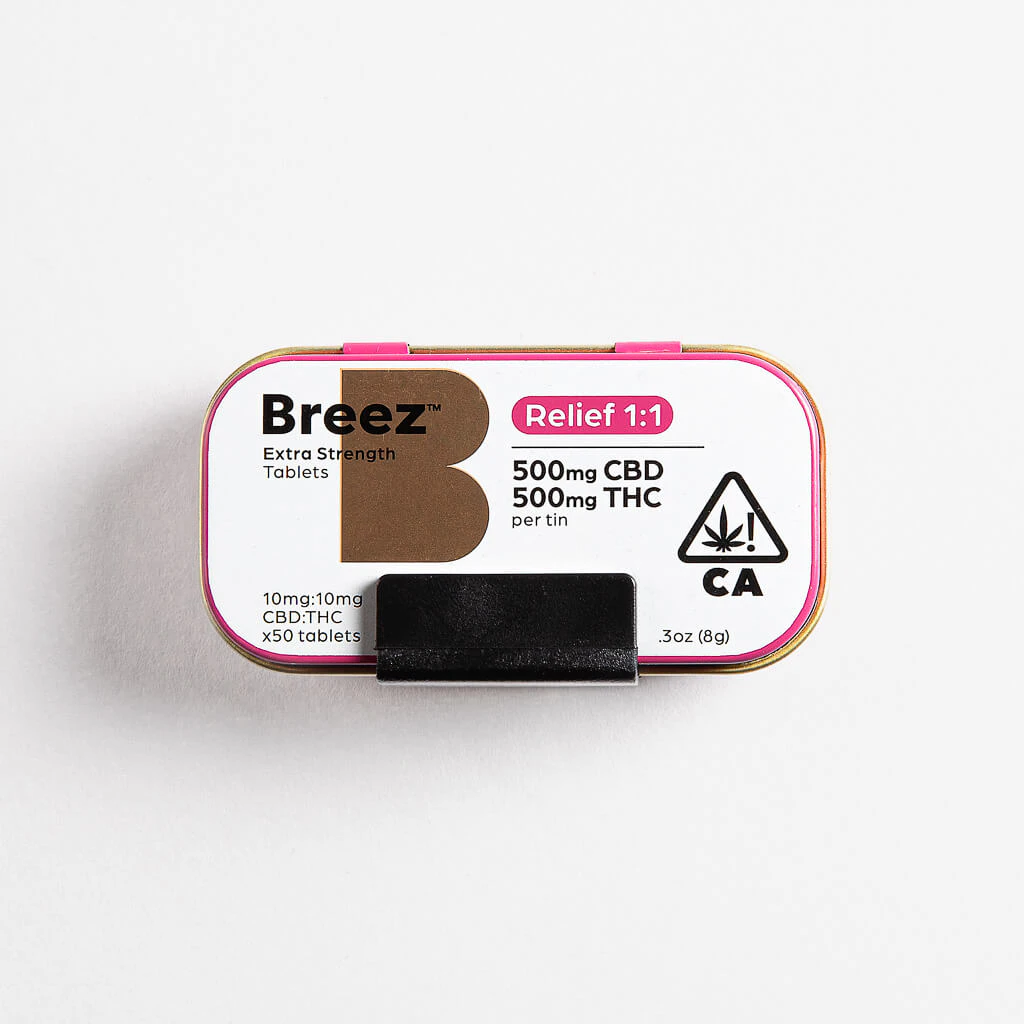 Breez - Breez - 1000mg - 50ct - Extra Strength Relief Tablets THC:CBD 1:1 Main Image