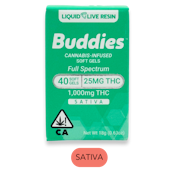 Buddies - Live Resin - Sativa 25mg Ea. - Capsules - 40ct - 1000mg