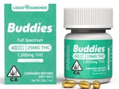 Buddies - Sativa 25mg Live Resin Capsules 40 Ct