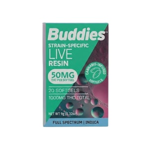 BUDDIES - LIVE RESIN - 50MG INDICA CAPS (20CT) - BUDDIES