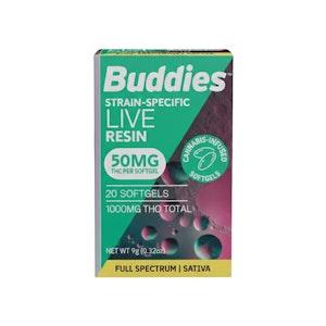 BUDDIES - LIVE RESIN - 50MG SATIVA CAPS (20CT) - BUDDIES