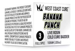 WEST COAST CURE: Banana Punch 1g Live Rosin Cold Cure Badder - Tier 3 (H)