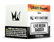 WEST COAST CURE: Grape Biscotti Live Resin Badder 1g (I)