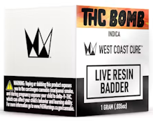 WEST COAST CURE: THC Bomb 1g Live Resin Badder (H)