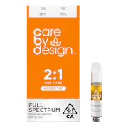 CARE BY DESIGN: *OVERSTOCK* 2:1 CBD + Higher THC 1g Full Spectrum Vape Cartridge