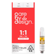 CARE BY DESIGN: *OVERSTOCK* 1:1 CBD + Higher THC 1g Full Spectrum Vape Cartridge