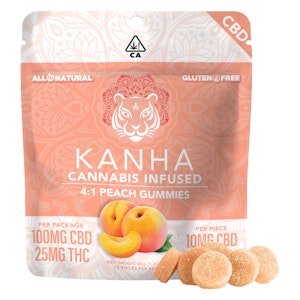 Kanha - Peach Gummies - 4:1 CBD:THC - 10pcs - 125mg [Kanha]