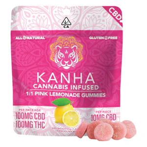 Kanha - Pink Lemonade Gummies - 1:1 CBD:THC - 10pcs - 200mg [Kanha]
