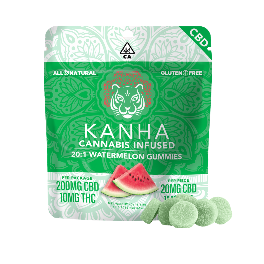 210mg 20:1 CBD Watermelon Gummies (20mg CBD, 1mg THC - 10 pack) - Kanha picture