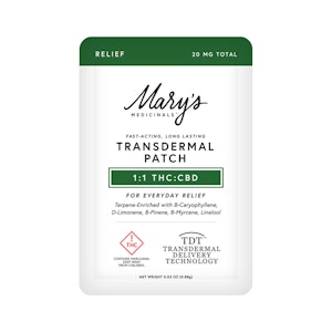 Mary's Medicinals - Mary's - 1:1 CBD/THC 10mg:10mg Transdermal Patch (Relief)