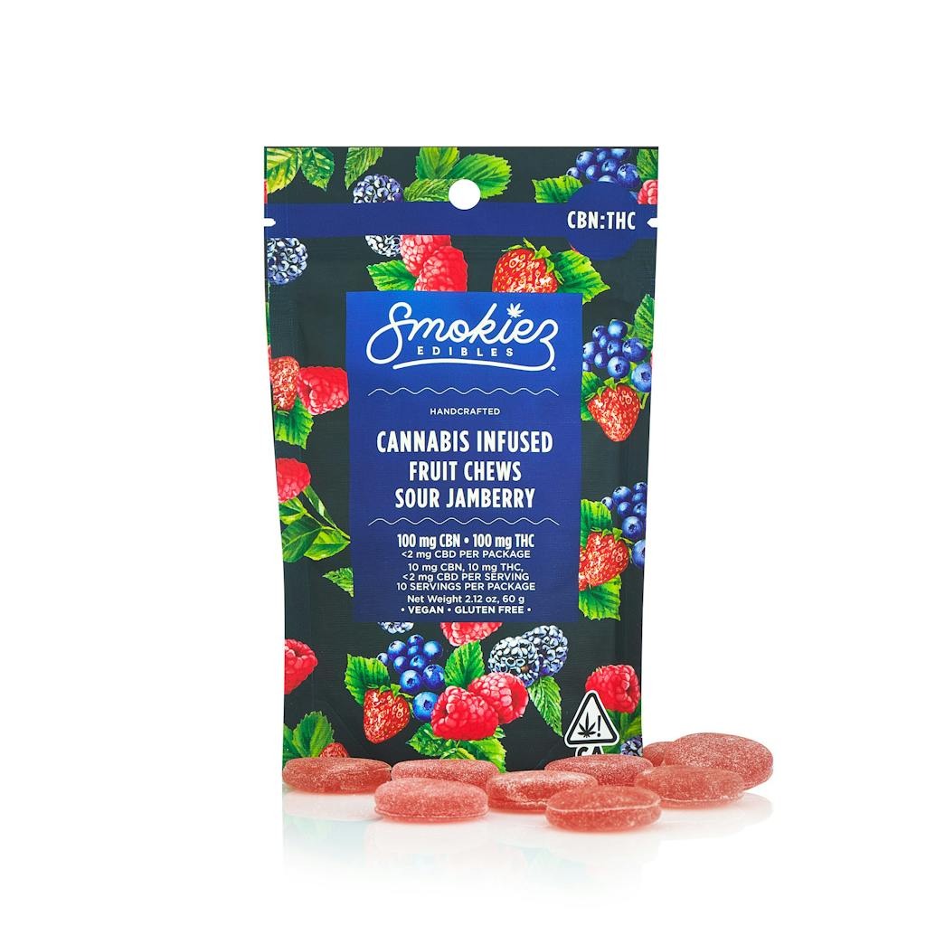 Smokiez Sour Jamberry 1:1 / THC:CBN Fruit Chews 100mg