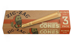 ZIG ZAG KING SIZE UNBLEACHED CONES 3 COUNT