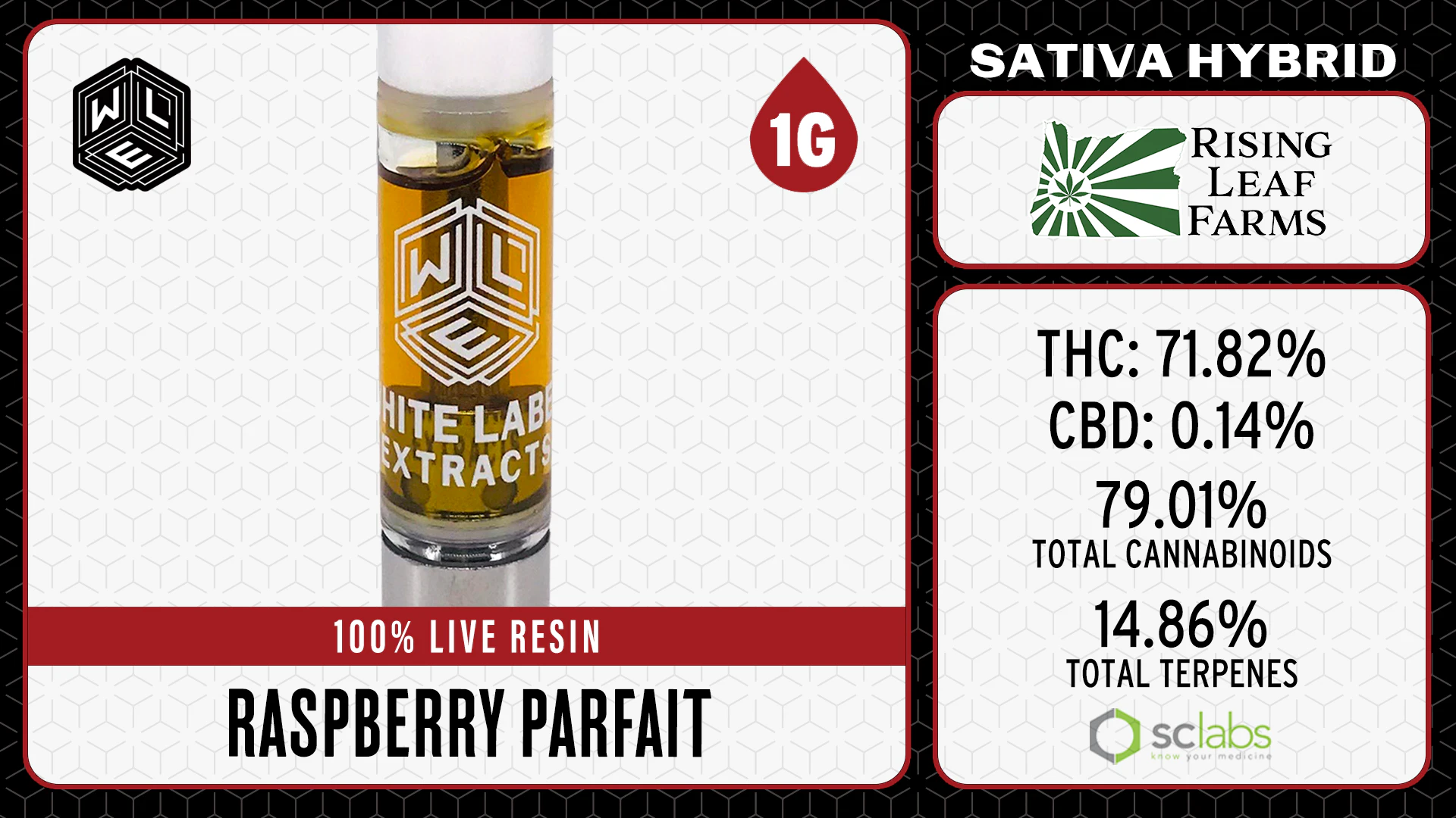 White Label Extracts - WLE | Raspberry Parfait | 1.0g Sativa Live Resin Cartridge Main Image