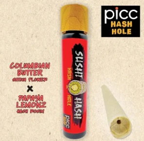 PICC | SUSHI HASH | PreRoll | HASH HOLE | COLUMBIAN x PAPAYA LEMON ROSIN | 1G