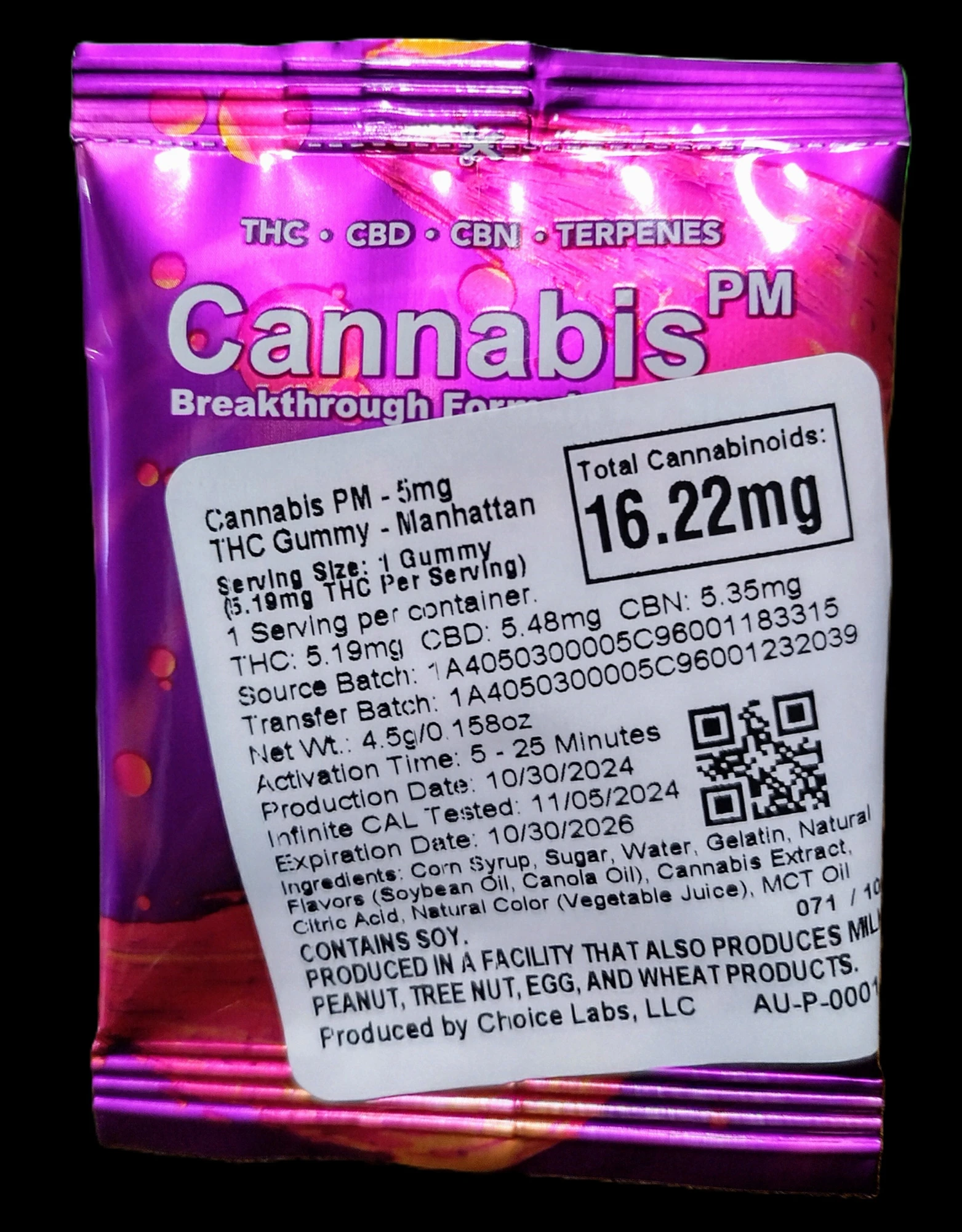 Choice Labs - CannabisPM - 5mg THC:CBD:CBN Single Gummies - Manhattan Main Image