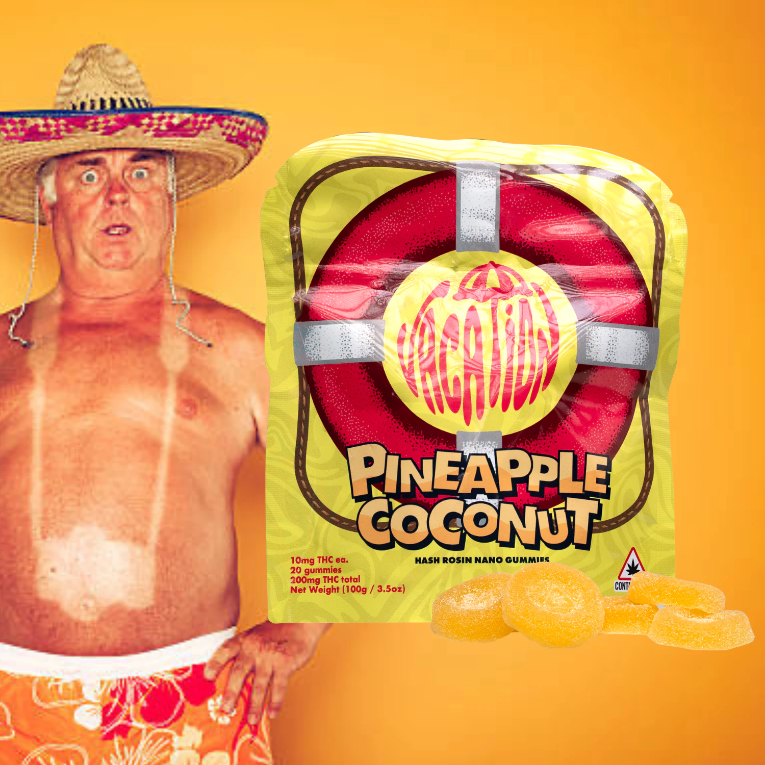 Vacation -  Vacation Time | Pineapple Coconut Rings | 200mg Hash Rosin Gummies Main Image