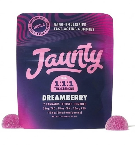 Dreamberry -Indica- 10:10:10 THC:CBD:CBN 2pk Gummies 20mg THC (Edibles) | Jaunty       -n1 middle