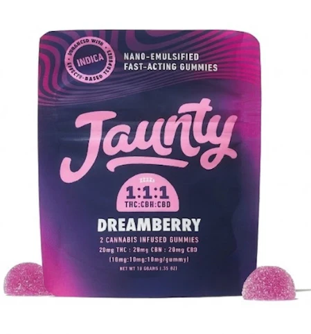 Jaunty - Dreamberry -Indica- 10:10:10 THC:CBD:CBN 2pk Gummies 20mg THC (Edibles) | Jaunty       -D11 Back