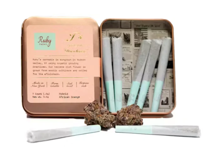 Ruby Farms - African Orange -Hybrid- 24.4% THC | 7 x 0.5g (3.5g Pre-Roll Pack) | Ruby Farms  -T9 BACK
