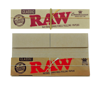 RAW - Classic Connoisseur Rolling Papers 1 1/4 w/Tips (50ct)