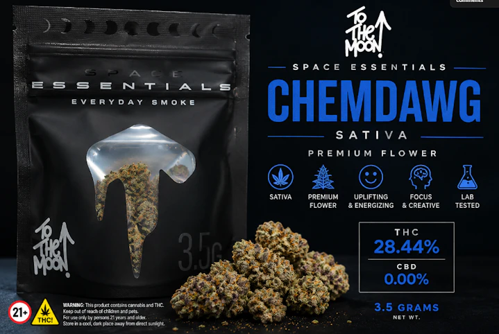To The Moon - Chemdawg -Sativa- 28.44% THC | 3.5g (Flower) | To The Moon -  T3 Front