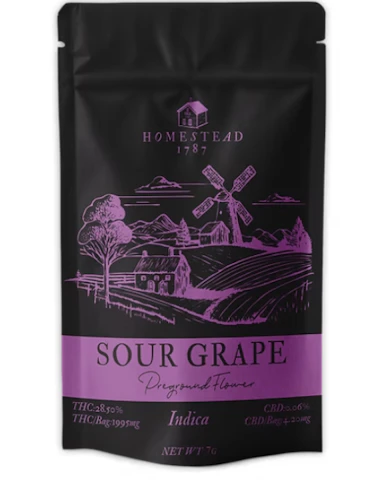 Homestead 1787 - Sour Grape - Indica 28.50% THC | 7G Pre- Ground Flower | Homestead 1787 - O5 MIDDLE 1