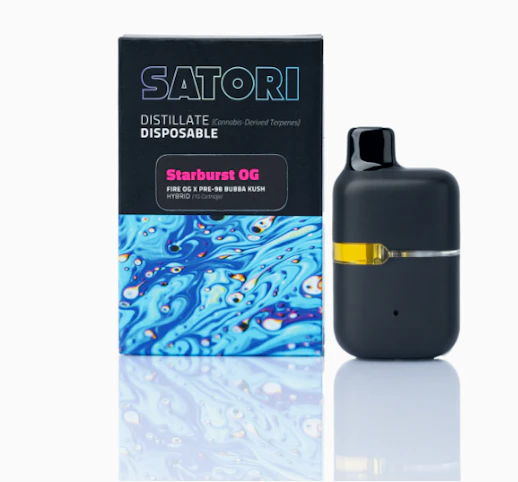 SATORI - Starburst OG -Hybrid- 82.71% THC | 1g AIO Distillate (Vape Cartridge/Disposable) | SATORI  -V8 BACK