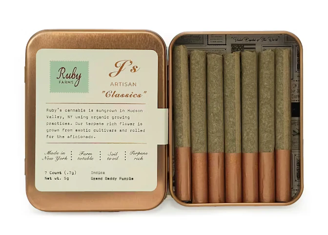 Ruby Farms - Grand Daddy Purple -Indica- 25.5% THC | 7 x 0.7g (5g Pre-Roll Pack) | Ruby Farms   -P9 BACK