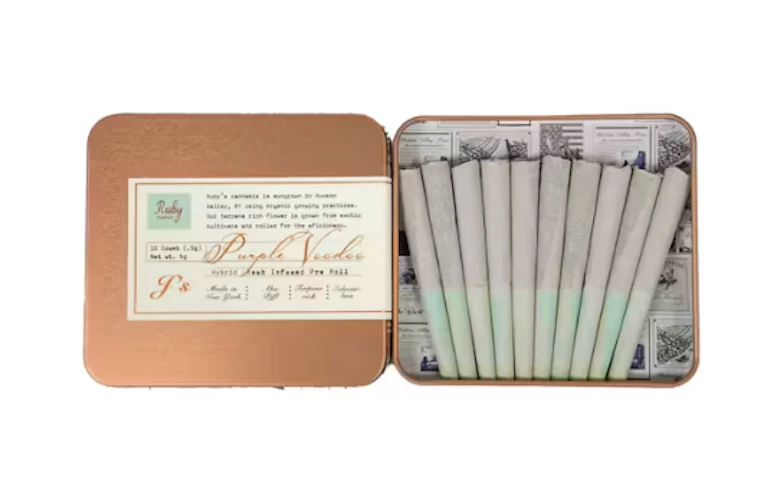 Ruby Farms - Purple Voodoo -Hybrid- 40% THC | 10 x 0.5g Hash Infused (5g Pre-Roll Pack) | Ruby Farms  -P9 FRONT