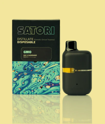 SATORI - GMO -Indica- 81.74% THC | 1g AIO Distillate (Vape Cartridge/Disposable) | SATORI -V8 FRONT