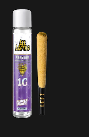 LEFT COAST - Purple Punch -Indica- 42.2% THC |1g Liquid Diamond/Live Resin (Infused Pre-Roll) | Lil Lefty   -LL5 BACK