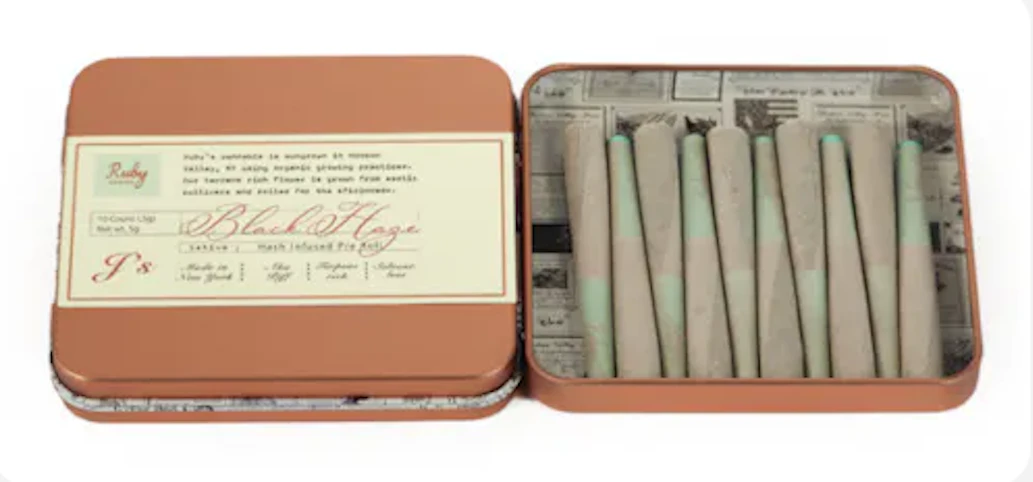 Ruby Farms - Blueberry Dj Cut -Indica- 43.6% THC | 10 x 0.5g Hash Infused (5g Pre-Roll Pack) | Ruby Farms  -Q9 FRONT