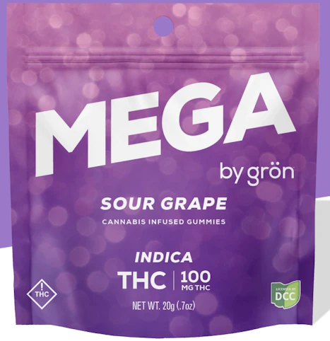 Grön Edibles - Sour Grape THC Mega 100mg One Piece (Edibles)    - OO3 Front