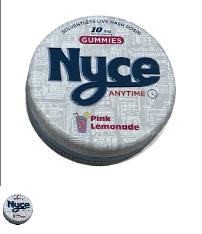 Nyce - Pink Lemonade | 10pk 10mg Live Hash Rosin Gummies (Anytime) | NYCE  -B5