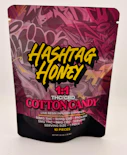 Cotton Candy-Hybrid- 1:1 |50mg THC/50mg CBD Live Resin Infused (10pk Gummies) | Hashtag Honey   -ff4 front
