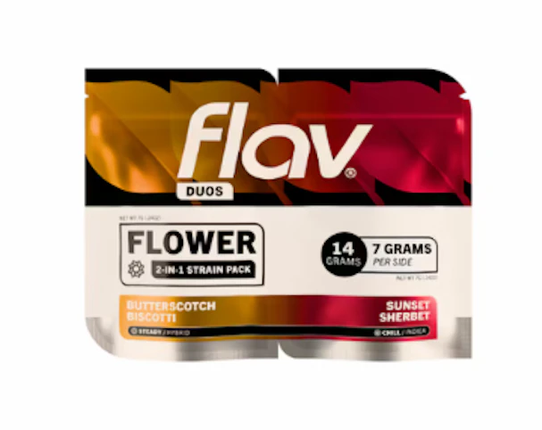 Flav - Flav Duos -14g Bundle | Butterscotch Biscotti (Hybrid 27.20% THC) + Sunset Sherbert (Indica 28.08% THC) | Flav   -ab6
