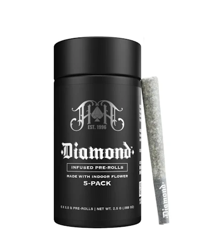 Heavy Hitters - God Gift -Indica -49.3% THC Diamond Infused Pre-Roll 5pk, 2.5g | 60.6% TAC | Heavy Hitters   -T4 BACK