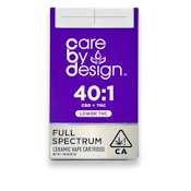 Care By Design - Lower THC - Full Spectrum - 40:1 - Vape Carts - 1.0g