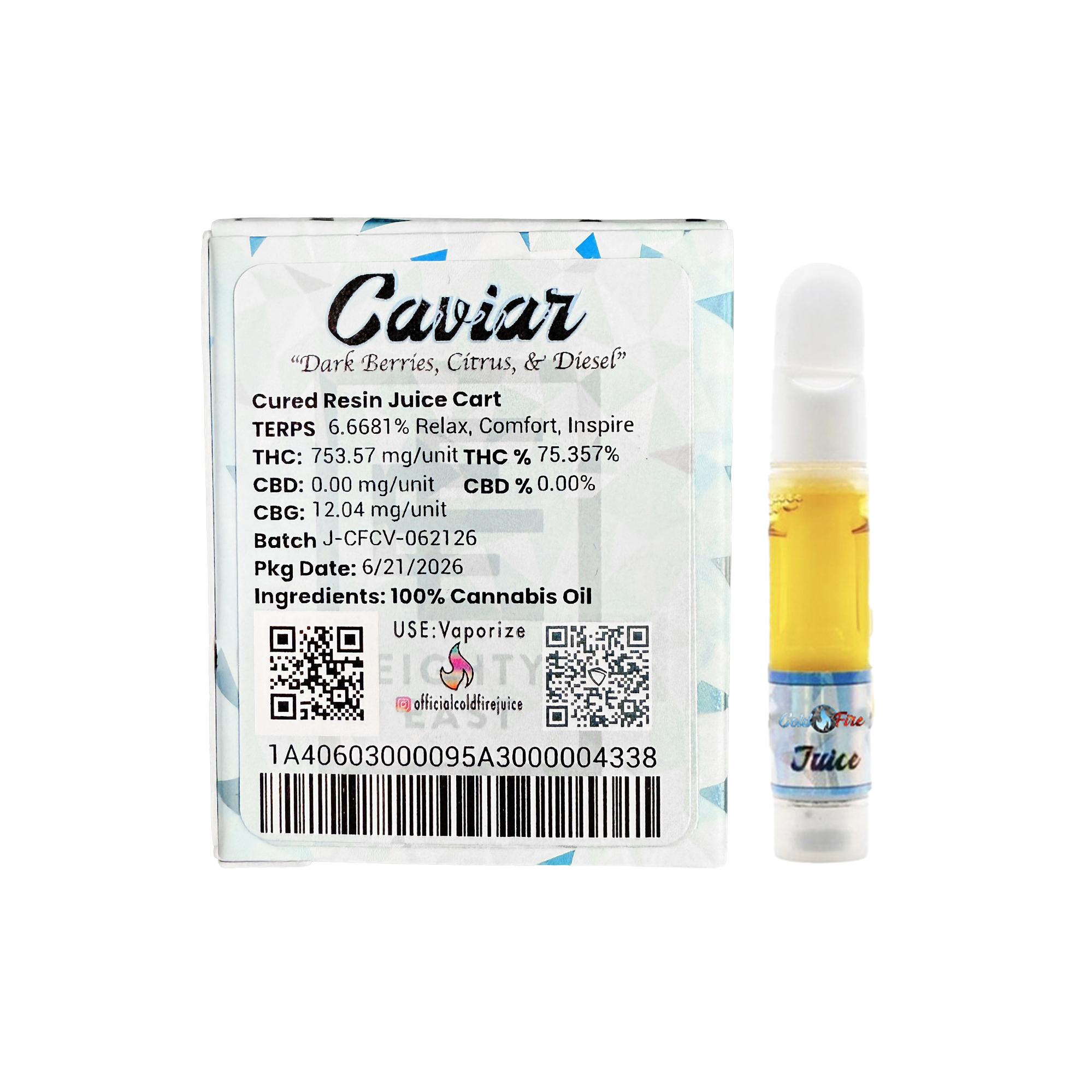 ColdFire x Eighty East Caviar Cured Resin Juice Cartridge 1.0g