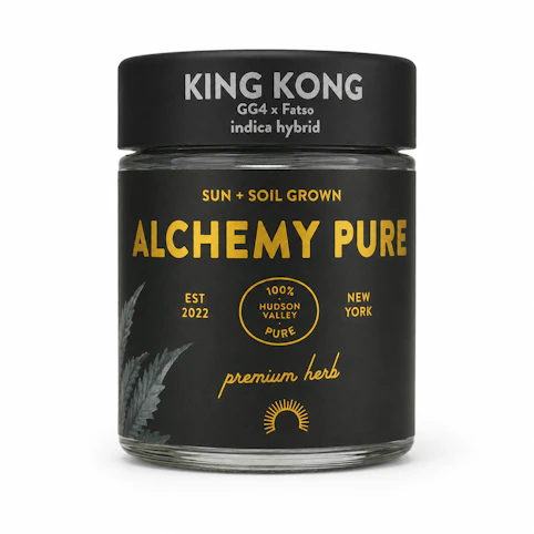 Alchemy Pure - King Kong -Indica Dom- 31.49% THC | 3.5g GG4 x Fatso (Flower) | Alchemy Pure-P9 FRONT