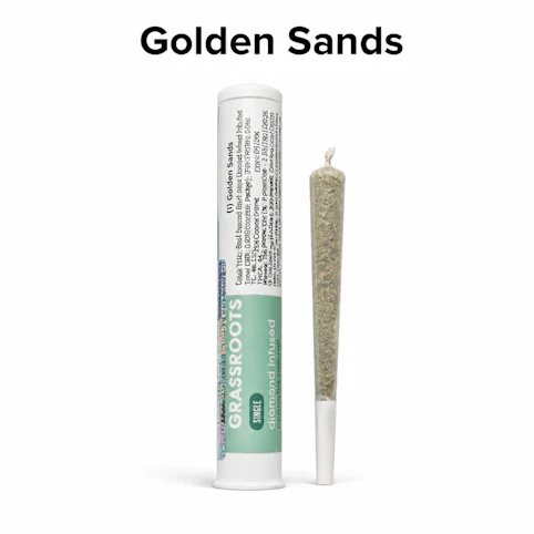 Grassroots - Golden Sands -Indica- 39.38% THC | 1g Diamond Infused (Pre-Roll) | Grassroots     -CC8 FRONT