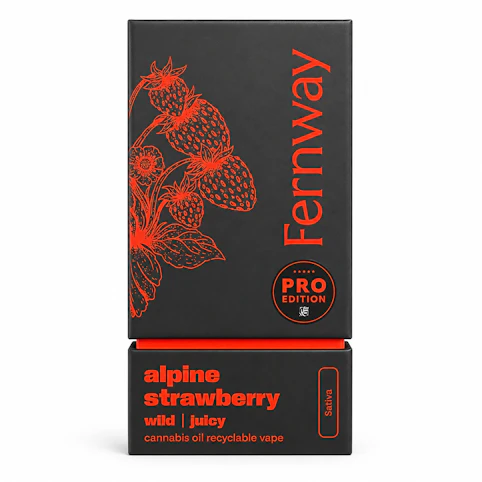 Fernway - Alpine Strawberry -Sativa- 86.56% THC | 1g Traveler Pro Edition Recyclable AIO (Vape) | Fernway   -yyy6 front