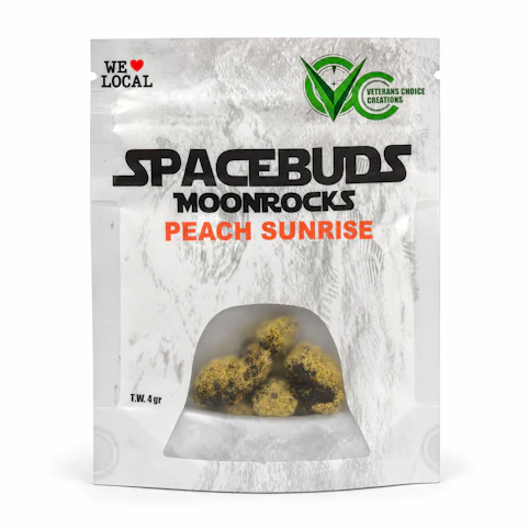 SPACEBUDS - Peach Sunrise – Hybrid – 53.91% THC | 4g Moonrocks Bubble Hash/Hash Rosin Infused (Flower) | Space Buds    D4 MIDDLE