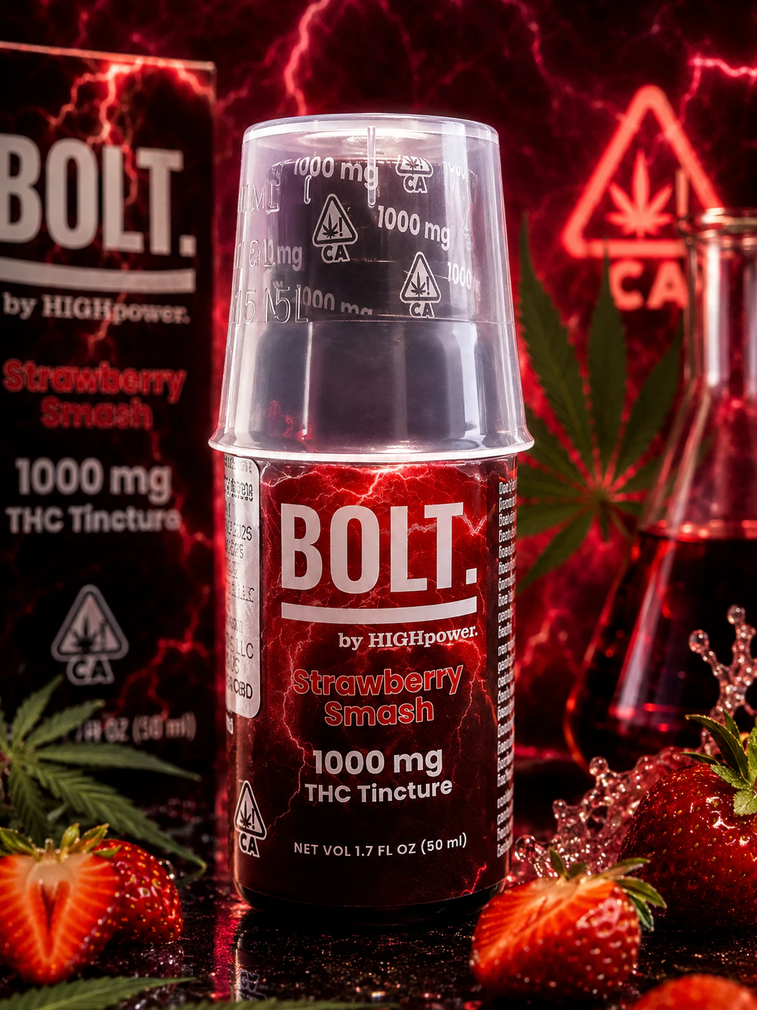 HIGH power syrup - Bolt High Power 1000mg Tincture - Strawberry Smash Main Image