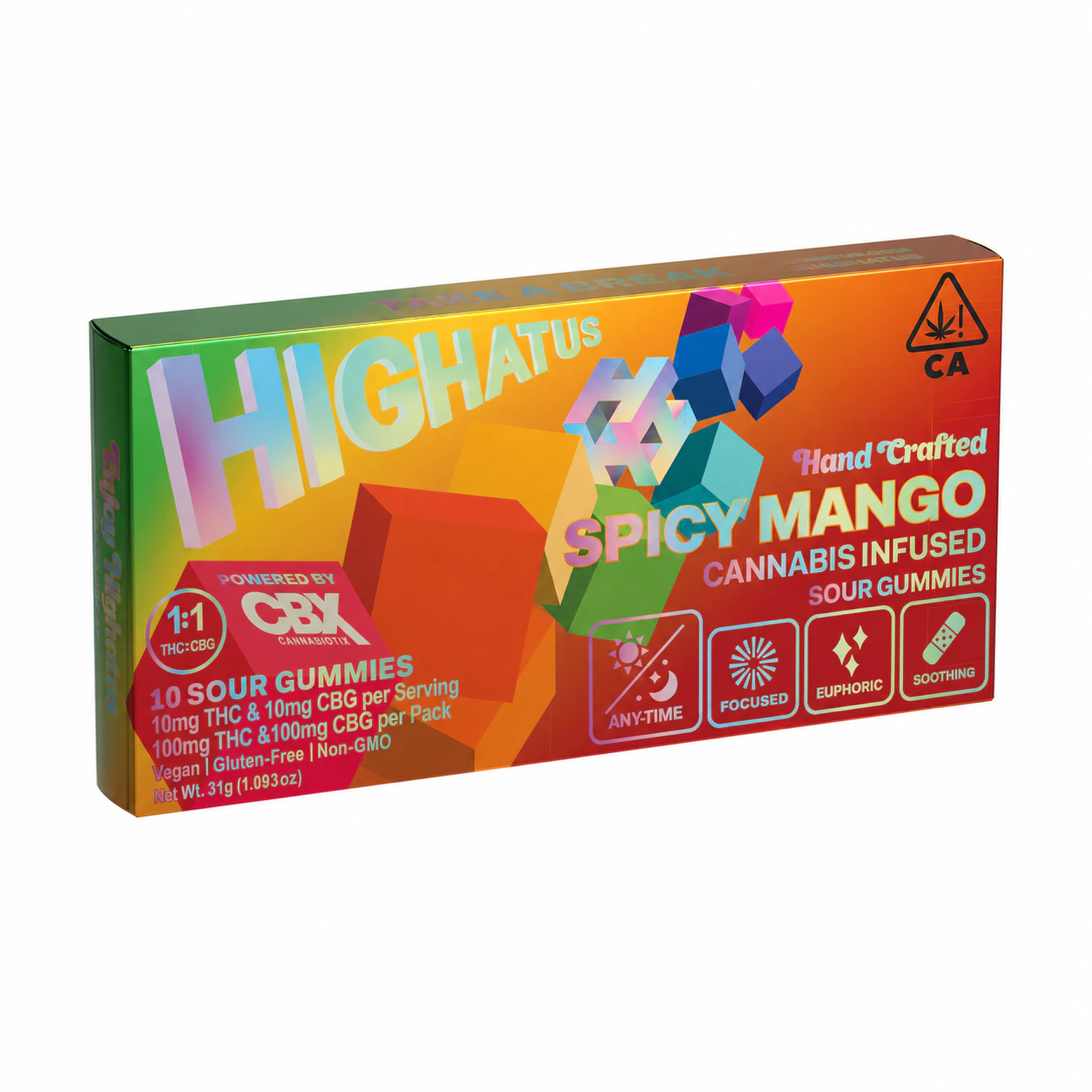 Highatus - Spicy Mango Sour Gummies | 1:1 THC:CBG | 100mg Main Image