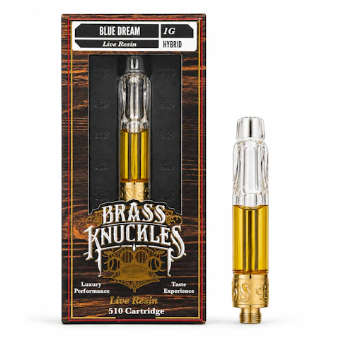 Brass Knuckles - Blue Dream – Hybrid – 91.43% THC | 1g Live Resin 510 Cartridge (Vape) | Brass Knuckles  -yyy1 back