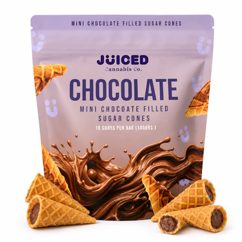 Juiced Cannabis Co - Chocolate – Hybrid | 100mg THC – 10 Mini Chocolate-Filled Sugar Cones (Edible Treat) | Juiced Cannabis -c1